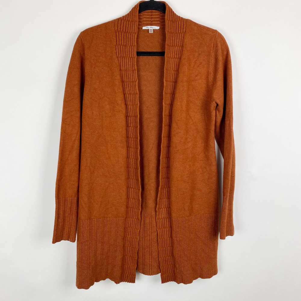 Vila Milaino Cardigan Womens Small Rust Orange‎ Open Front Wool Blend Long